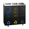 Kildesorteringsvogn - 3 rom à 25 l - 755x255x725 mm - med hjul og håndtak - svart - stål