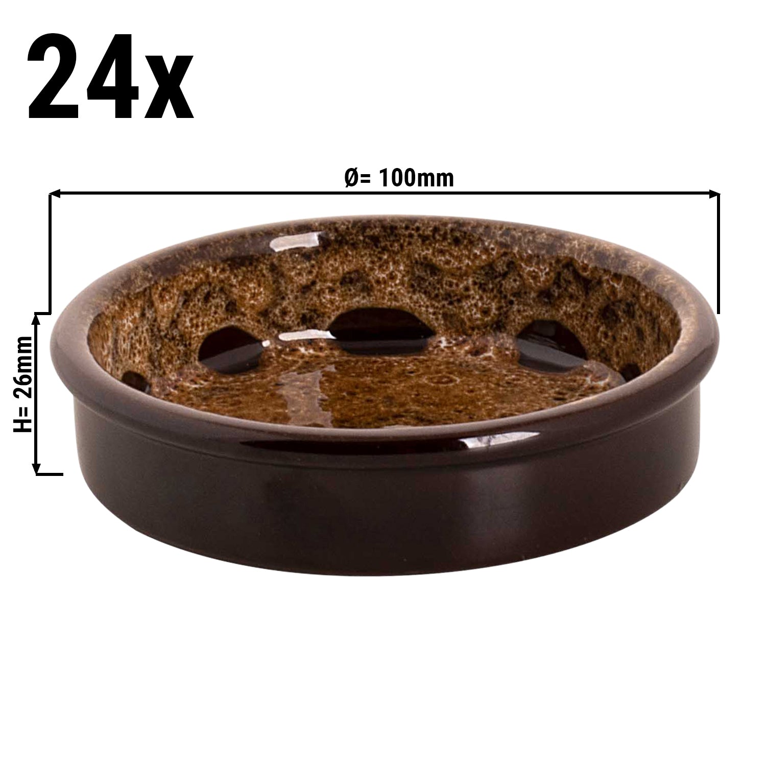 (24 stk.) SABANA - Bakebolle - 10 x 2,6 cm - Brun / hvit