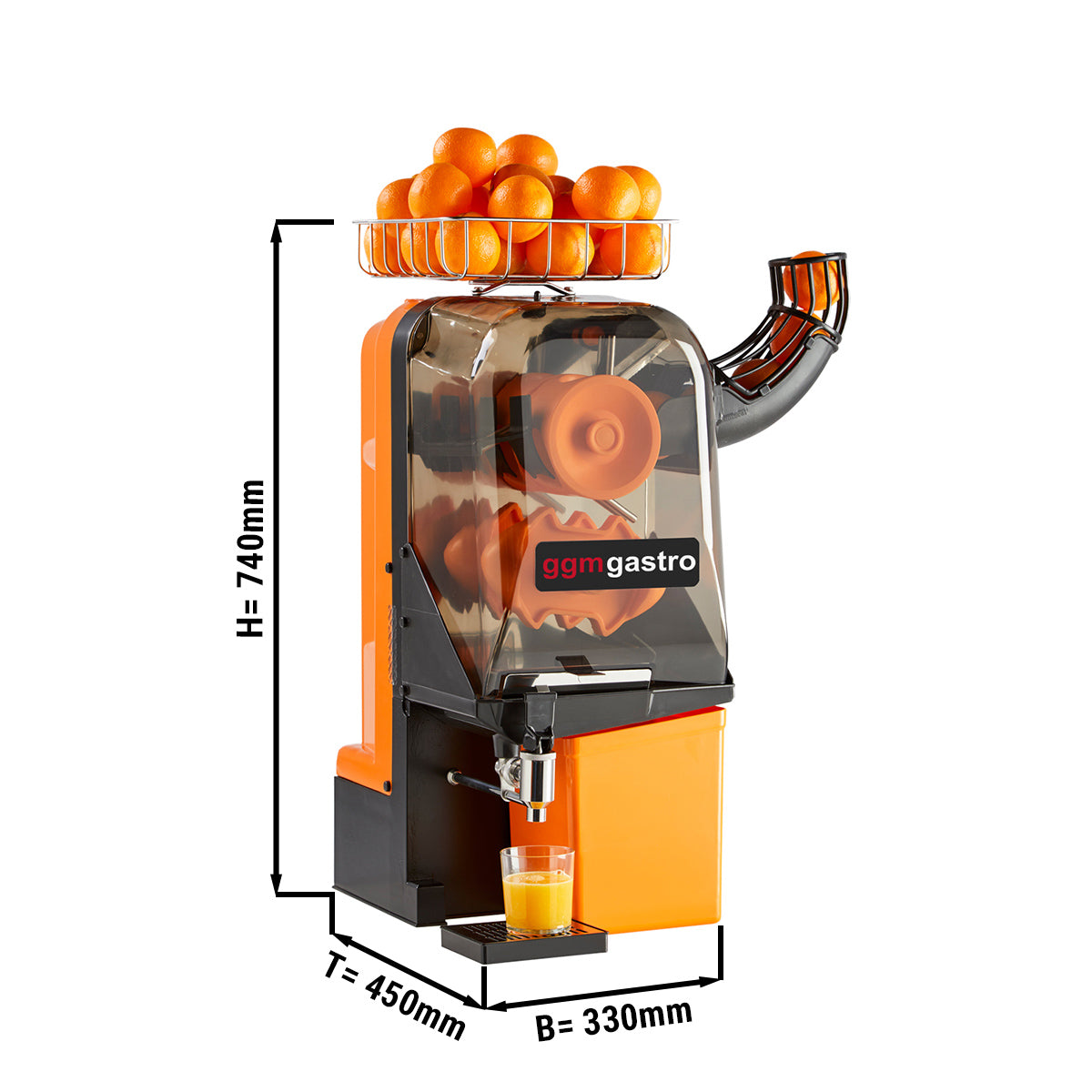 Elektrisk appelsinpresse - oransje - manuell parring - inkludert justerbar avløpskran