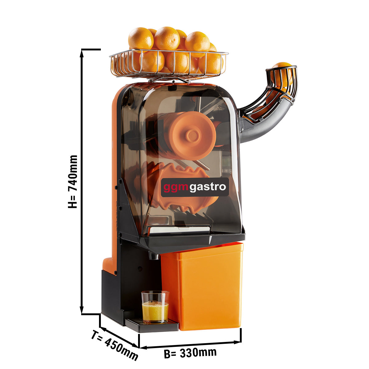 Elektrisk appelsinpresse - oransje - Manuell parring - inkl. tappekran og rengjøringsmodus