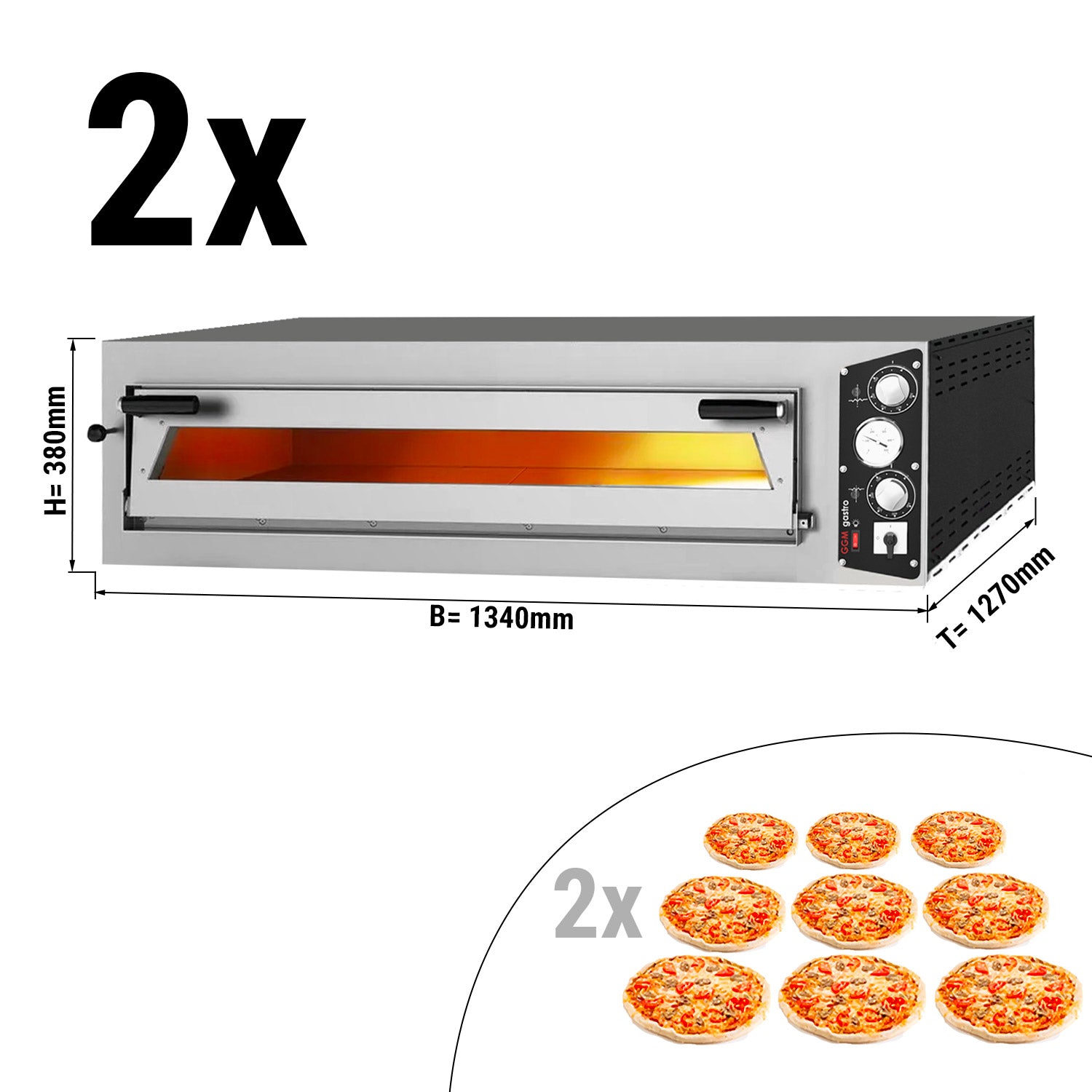 (2 stk) pizzaovn 9+9x 35 cm - avlet