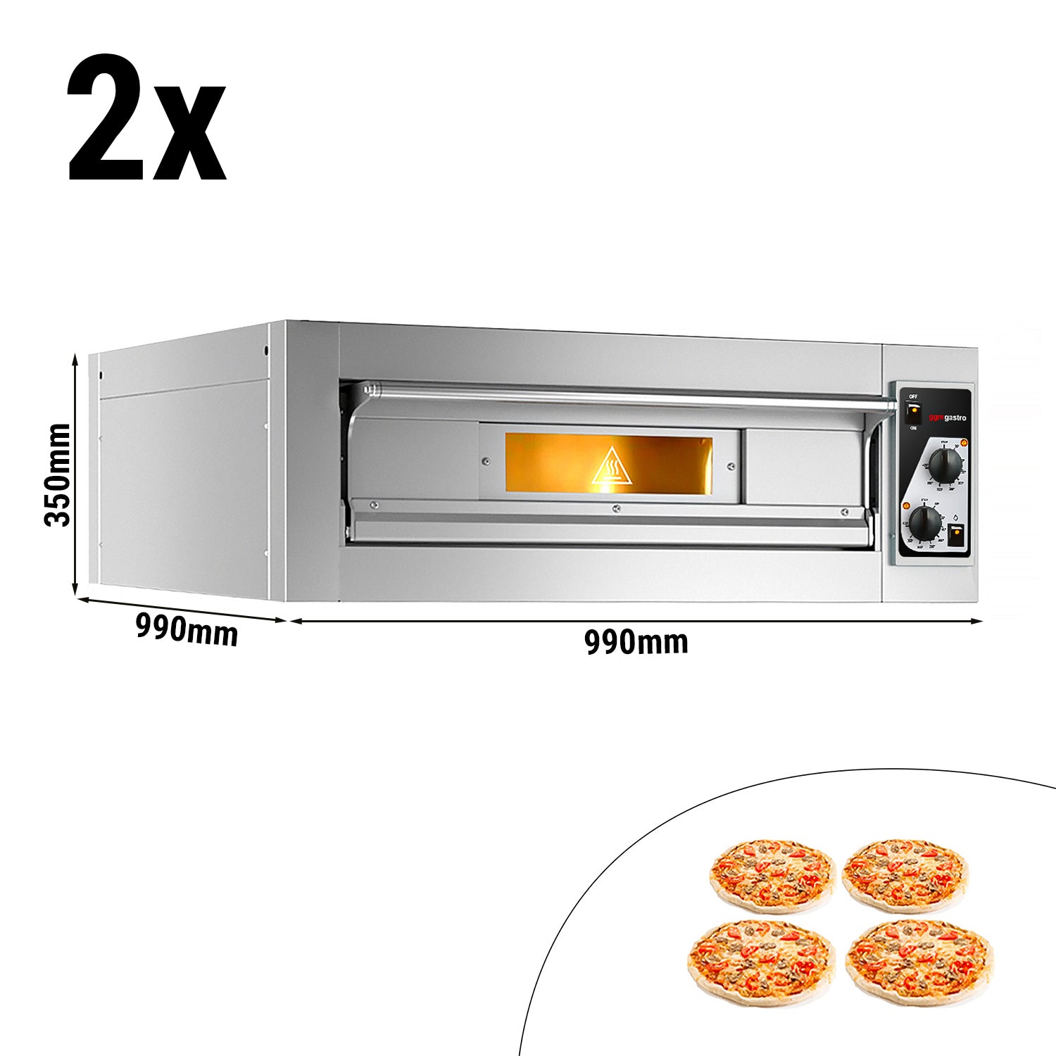 (2 stk.) Pizzaovn 4+4x 33 cm