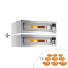 (2 stk.) Elektrisk pizzaovn - 1420x1380 mm - 9+9x Ø 33 cm - opptil 400 °C - manuell - inkl. 2 pizzaovner