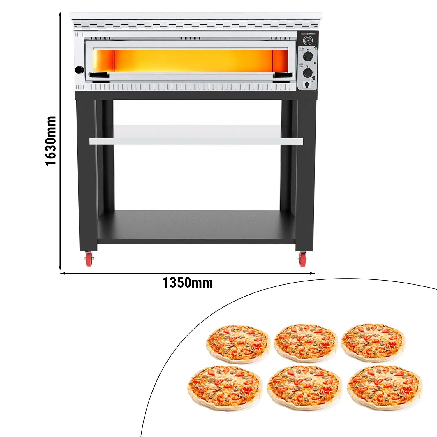 Pizzaovn 6x 34 cm – med hette og understell