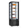 Displaymonter - 324 l - 600 mm - 1 glassdør - firkantet - med 5 hyller - LED-belysning, R290 - svart modell