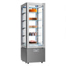Displaymonter - 324 l - 600 mm - 1 glassdør - firkantet - med 5 hyller - LED-belysning - R290 - sølv