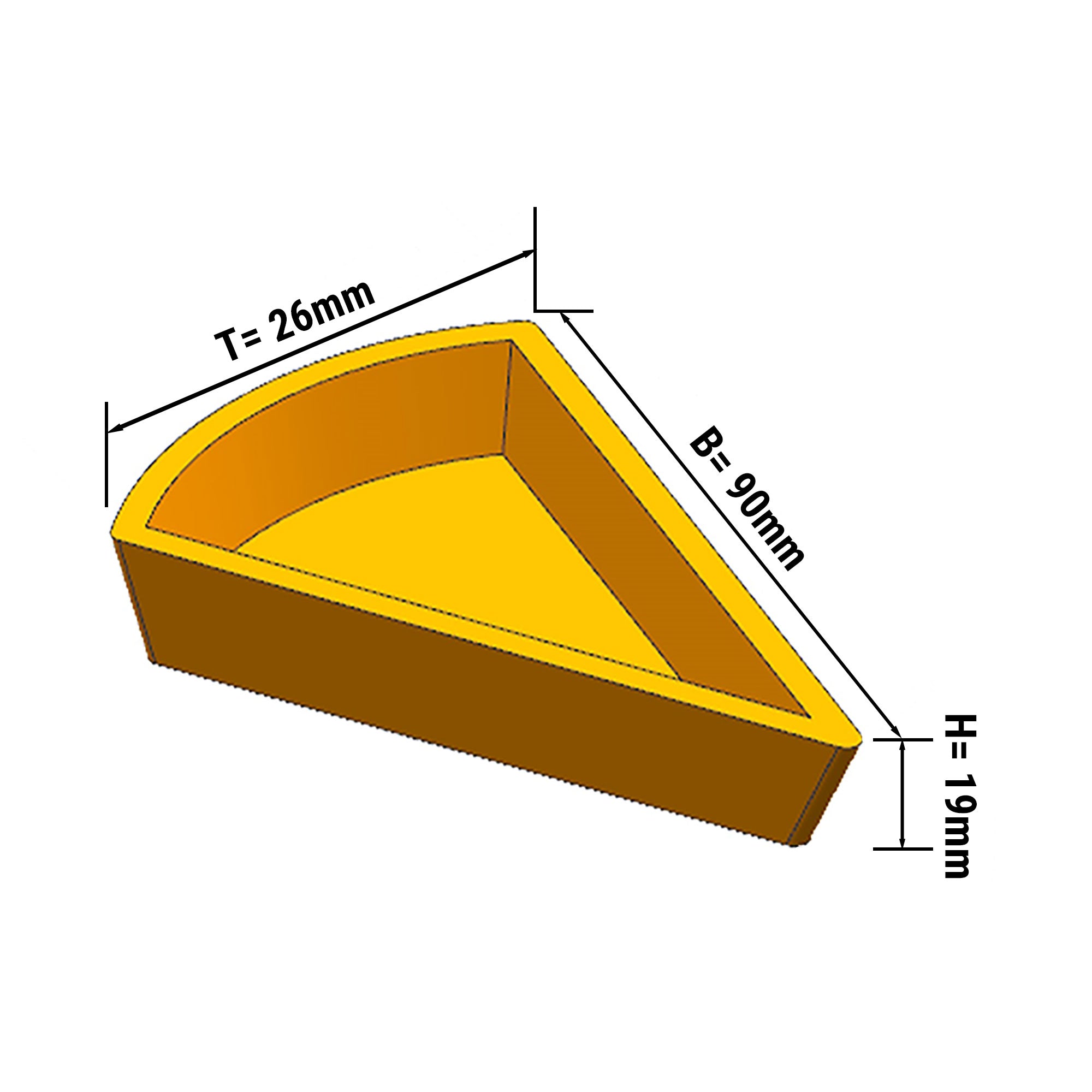 Tallerken for Tartelettmaskin - Form: Kakestykke - topp: 110 x 60 mm, Bunn: 100 x 48 mm / Høyde: 20 mm
