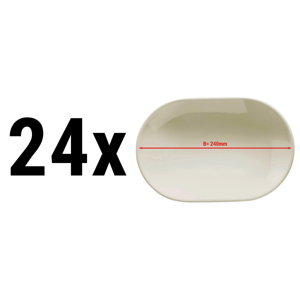 (24 Stykker) TEOS - Tallerken/ Oval tallerken - Ø 24 cm