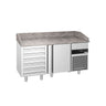 Pizzakjølebenk PREMIUM - 1550x800 mm - granittplate - med 3 dører og 3 skuffer (1/2-skuffer)