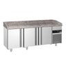 Pizzakjølebenk PREMIUM - 2100x800 mm - for bakeplater 60x40 cm - granittplate - med 3 dører