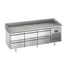 Pizzakjølebenk Premium PLUS - 1980x700 mm - granittplate - med 0 dører og 6 skuffer - uten garnityr