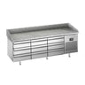 Pizzakjølebenk Premium PLUS - 1980x700 mm - granittplate - med 9 skuffer