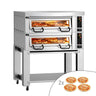 Elektrisk pizzaovn - 1130x1010 mm - 4+4x Ø 34 cm - opptil 450 °C - digitalt touchpanel - 8 pizzaer/time - inkl. hette, understell og hjul