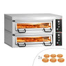 Elektrisk pizzaovn - 1462x1010 mm - 6+6x Ø 34 cm (steinbunn, sjamott) - opptil 450 °C - manuell - inkl. hette