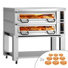 Elektrisk pizzaovn - 1480x1360 mm - 9+9x Ø 34 cm - opptil 450 °C - digitalt touchpanel - 18 pizzaer/time - inkl. hette, understell og hjul