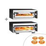 (2 stk.) Elektrisk pizzaovn (full steinbunn) - 917x884 mm - 4+4x Ø 30 cm - opptil 450 °C - manuell