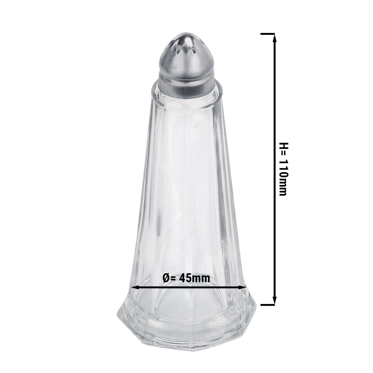 Pepper-/ Saltbøsse i glass - høyde: 11 cm