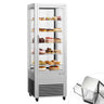 Displaymonter - 440 l - 675 mm - 2 glassdører - firkantet - med 5 hyller - LED-belysning - sølv