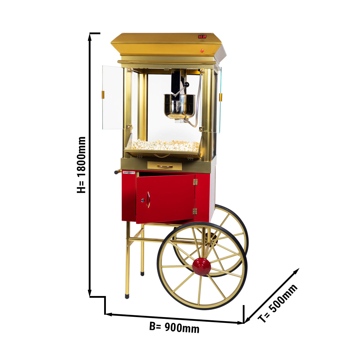 Popcornvogn – Gryte kapasitet: 250 gr - inkl. Mais bøtte og belysning