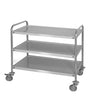 Serveringsvogn - 1200x600 mm - med 3 hyller - glattløpende hjul – to med brems