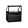 Saladette TORONTO - 1250 mm - svart front - 2 dører - med kantet glassoverbygg for 3x GN 1/1 og 1 hylle - svart granittbenkeplate