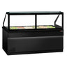 Saladette TORONTO - 2550 mm - svart front - 4 dører - med kantet glassoverbygg for 6x GN 1/1 og 1 hylle - svart granittbenkeplate