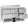 Kjølebenk PREMIUM - 1365x700 mm - 368 l - frontpanel svart - med 6 skuffer - oppkant
