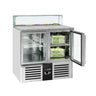 Saladette PREMIUM - 900 mm - 2 glassdører - med kantet glassoverbygg for 5x GN 1/6
