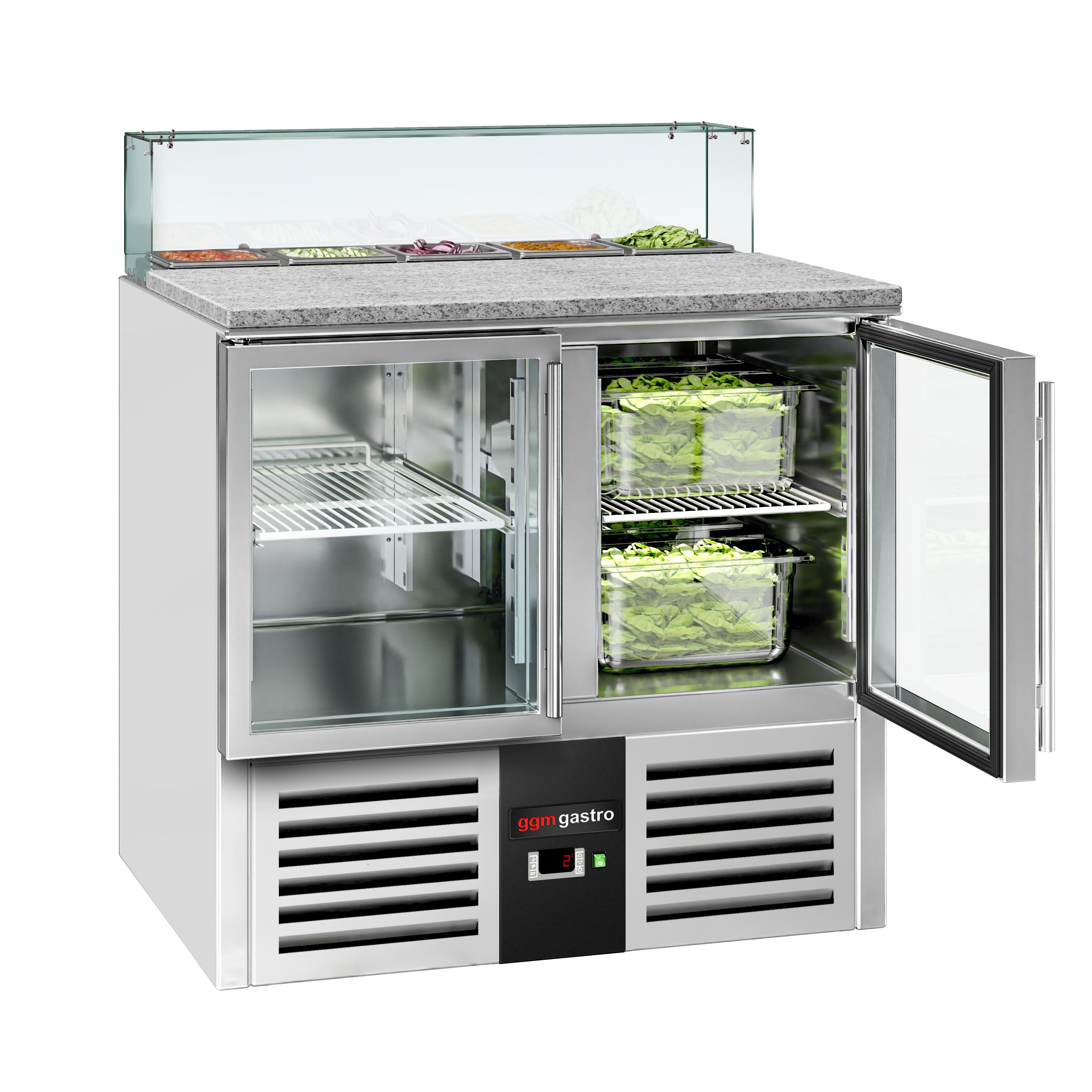 Salatdisk PREMIUM - 0,9 x 0,7 m - med 2 Glassdører
