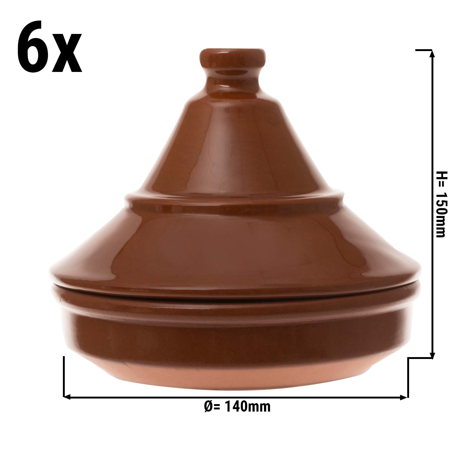 (6 stk) CLASSICO - Tapasbolle med lokk - Ø 14 cm - Brun