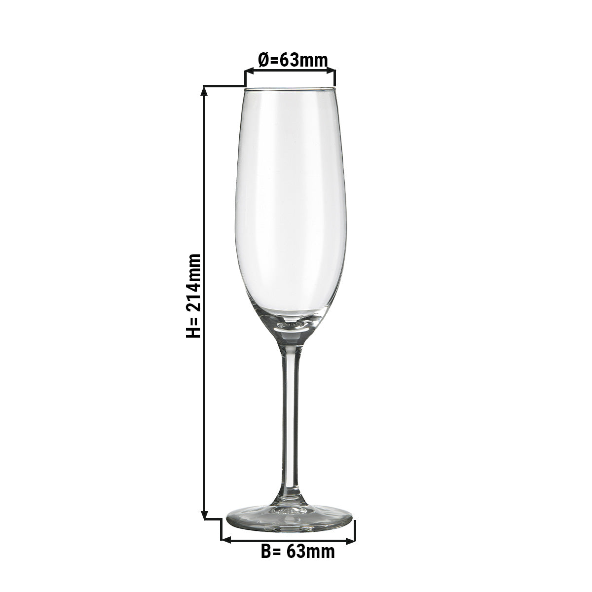 (6 stk.) Champagneglass - VENICE - 210 ml - Gjennomsiktig