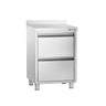 Underskap med skuffer PREMIUM - i rustfritt stål - med 2 skuffer - med oppkant - 500x600 mm