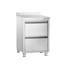 Underskap med skuffer PREMIUM - i rustfritt stål - med 2 skuffer - med oppkant - 500x700 mm
