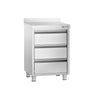 Skuffeseksjon PREMIUM - i rustfritt stål - med 3 skuffer - med oppkant - 500x600 mm