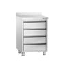 Skuffeseksjon PREMIUM - i rustfritt stål - med 4 skuffer - med oppkant - 500x600 mm