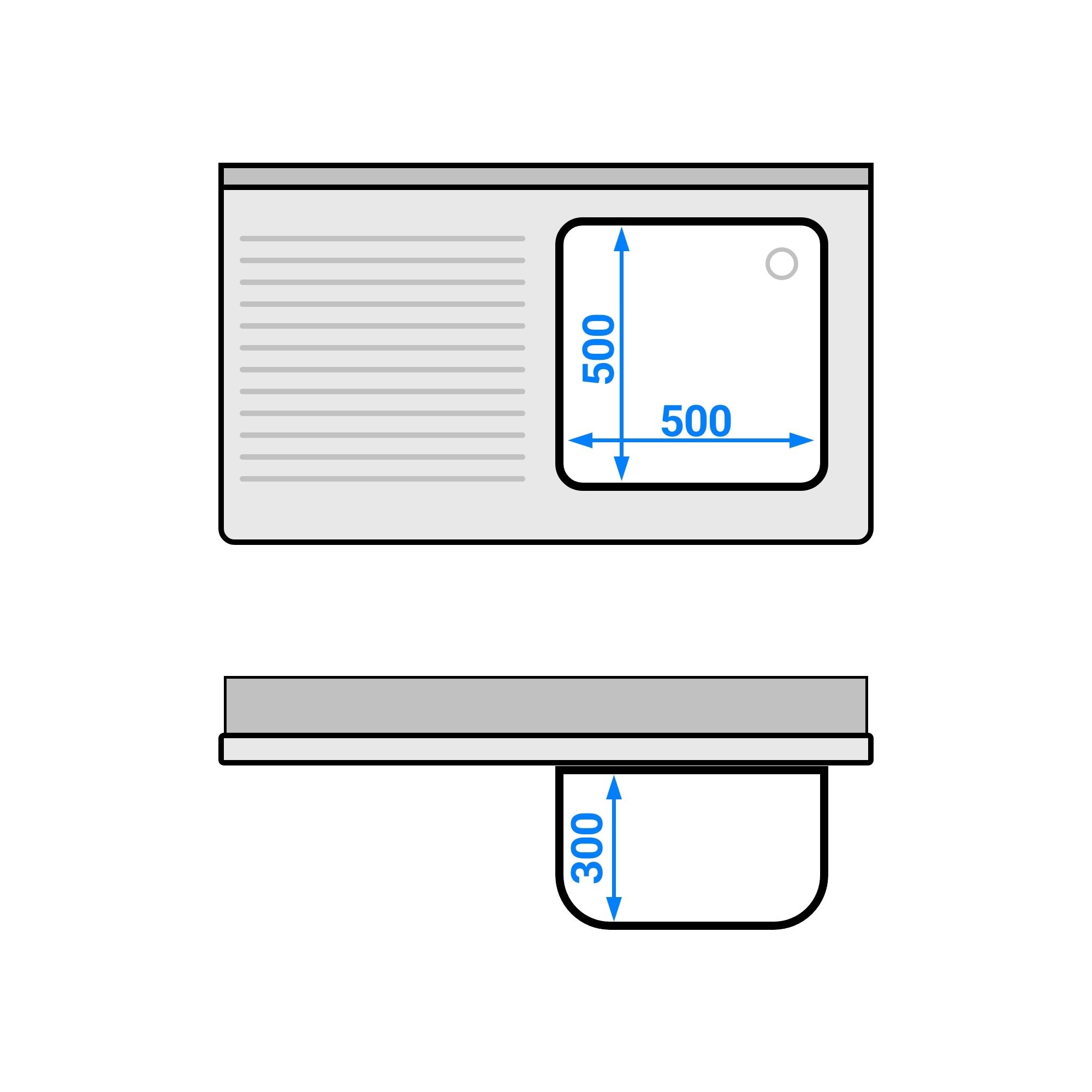 Vaskeskap med 3 skuffer - 1,2m - 1 kum til høyre - L 50 x B 50 cm