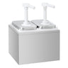 Sausdispenser - Rustfritt stål AISI 304, polypropylen - 2x 2 l - dose 30 ml - 255x215x325 mm - justerbar dosering - med beholder - inkl. stativ
