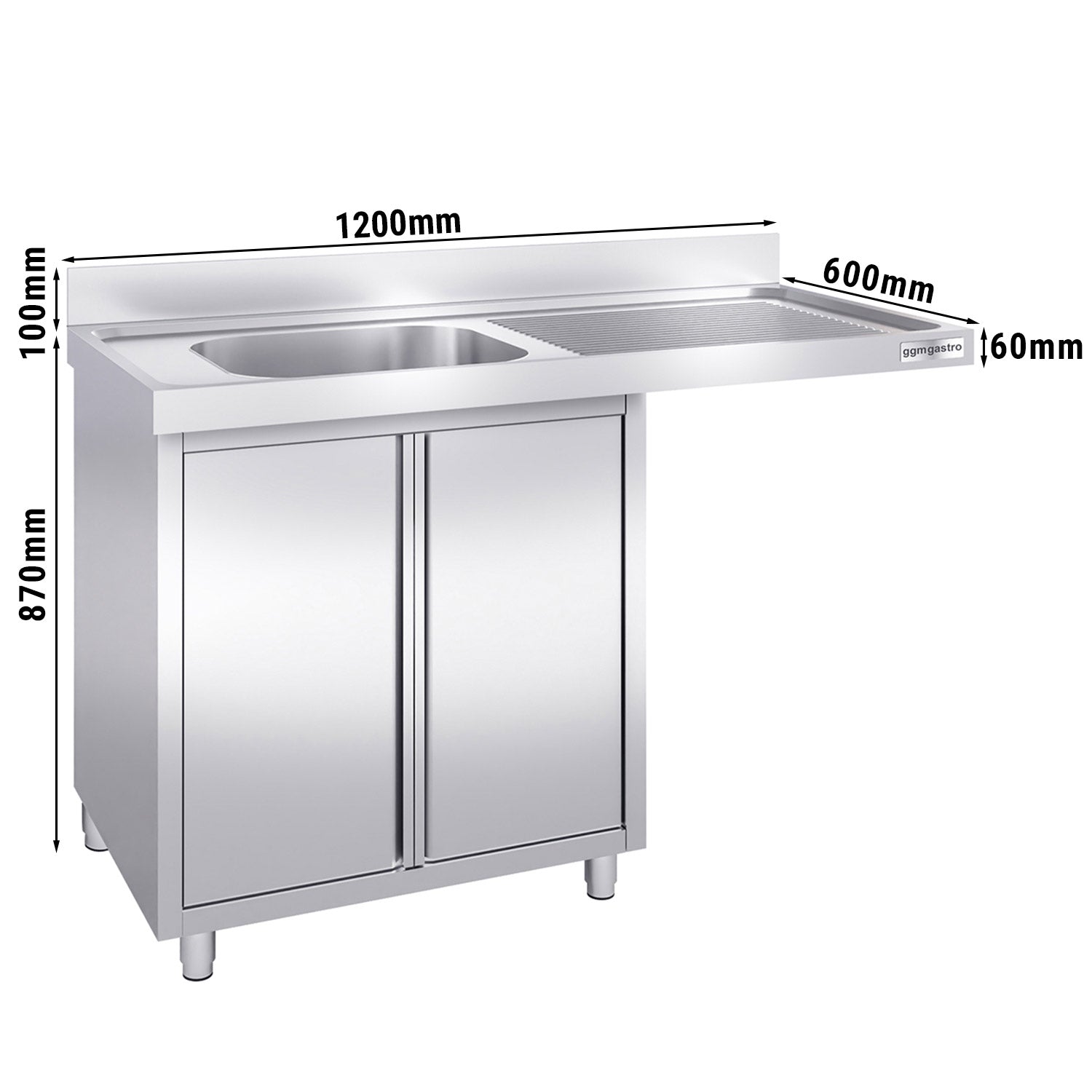 Vaskeskap med plass for oppvaskmaskin 1,2m - 1 Kum til Venstre L 40 x B 50 x D 25 cm