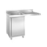 Oppvaskbenk for hetteoppvaskmaskin - 1200x600 mm - med 1 kum venstre