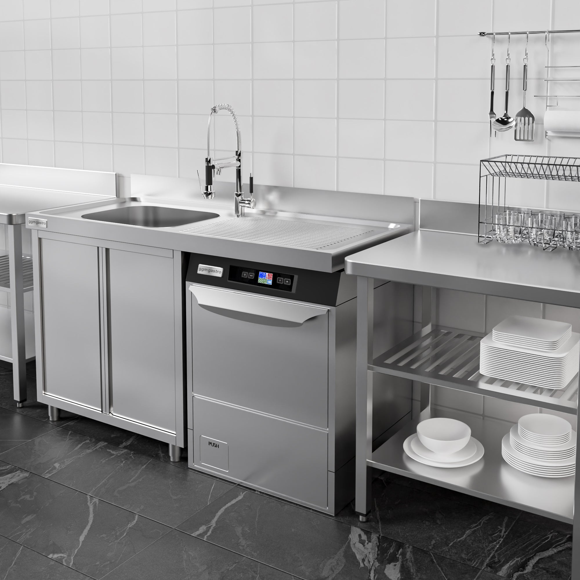 Vaskeskap med plass for oppvaskmaskin 1,4m - 1 Kum til Venstre L 50 x B 40 x D 25 cm