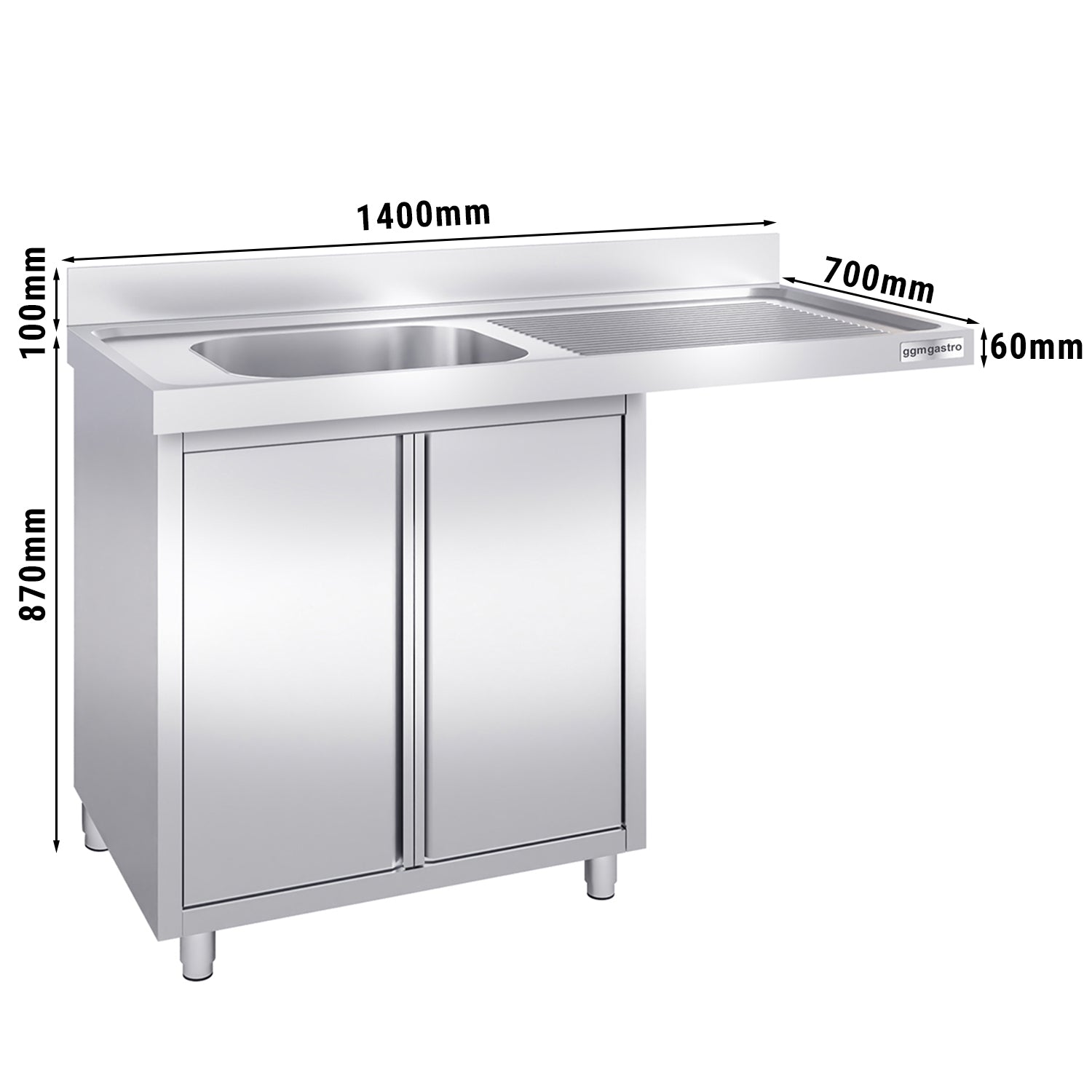 Vaskeskap med plass for oppvaskmaskin 1,4m - 1 Kum til Venstre L 60 x B 50 x D 30 cm