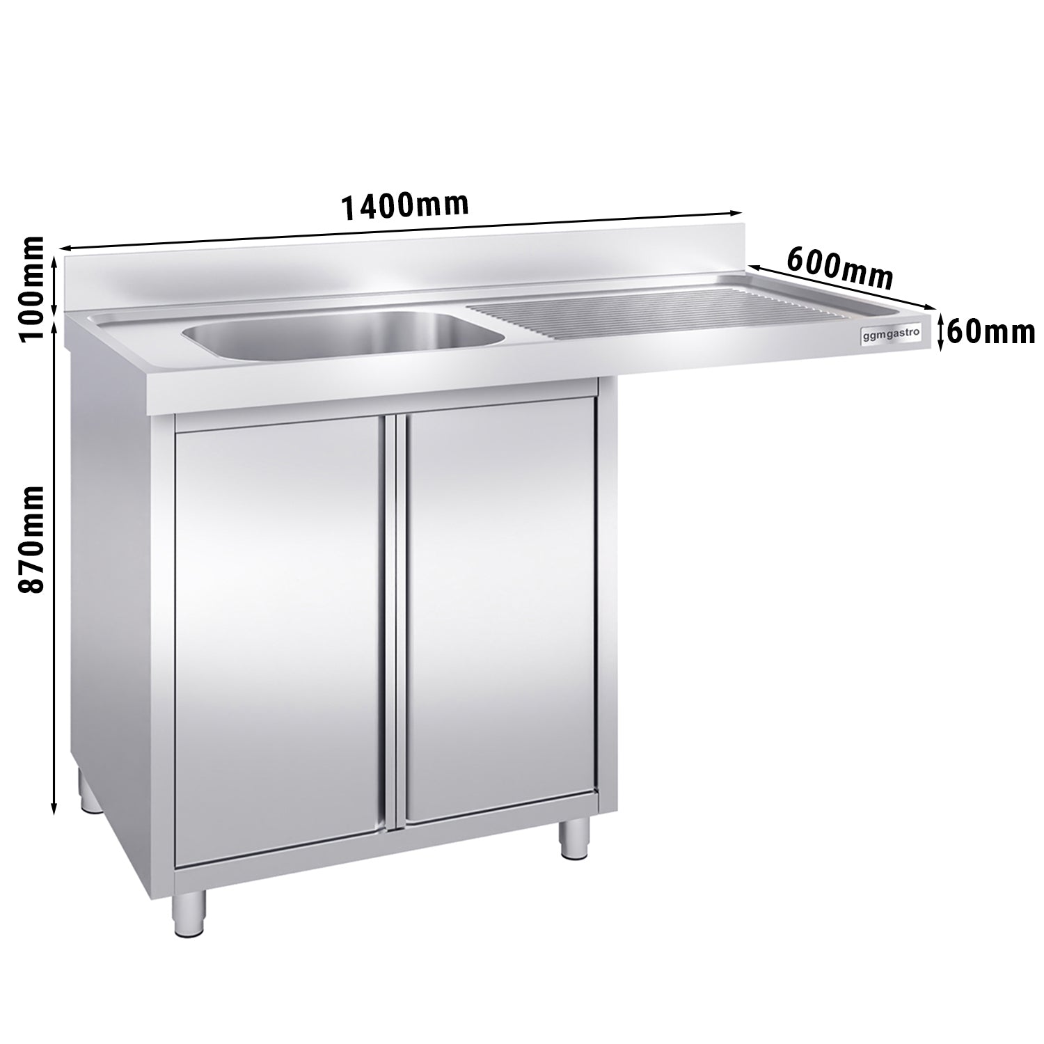 Vaskeskap med plass for oppvaskmaskin 1,4m - 1 Kum til Venstre L 50 x B 40 x D 25 cm