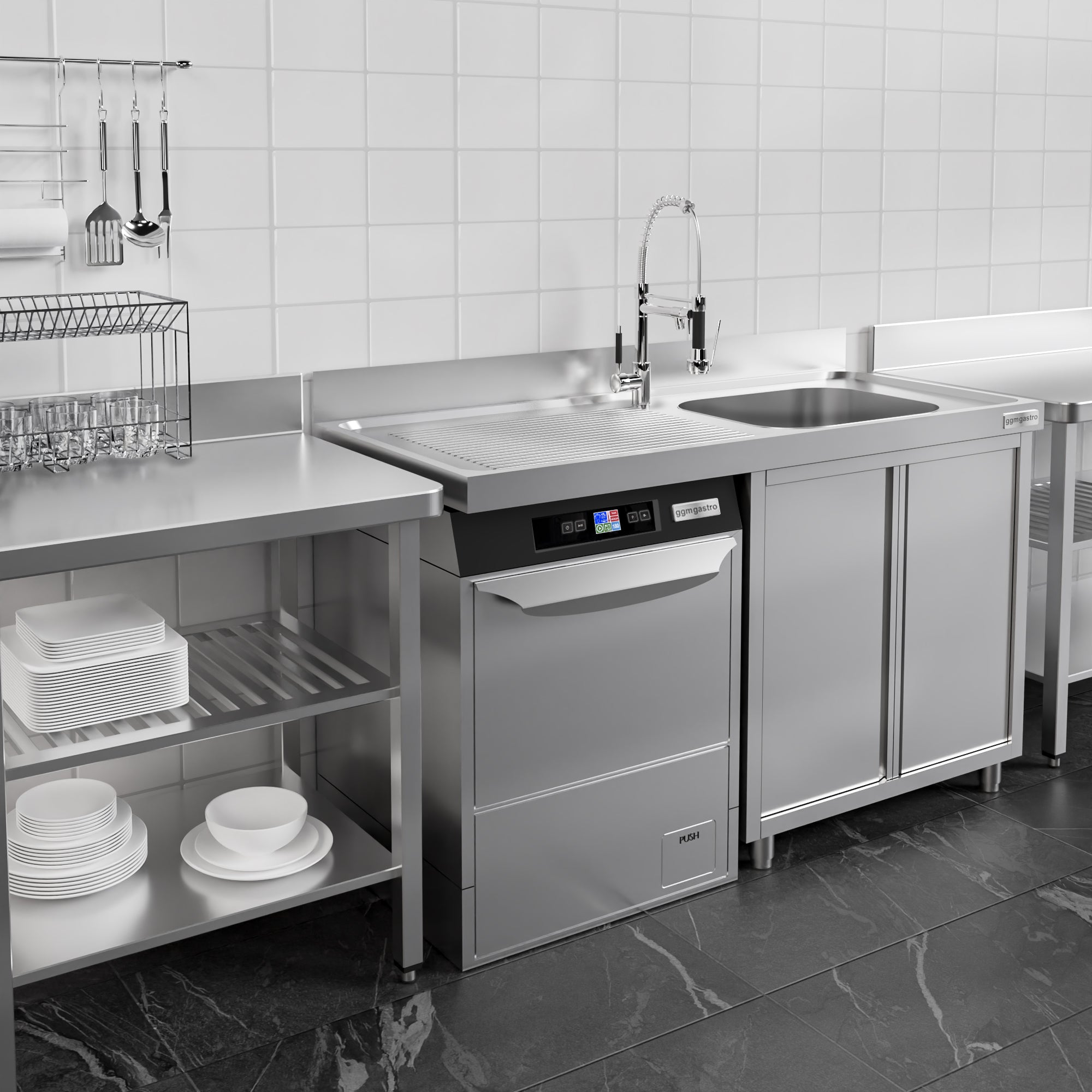 Vaskeskap med plass for oppvaskmaskin 1,4m - 1 Kum til Høyre L 50 x B 40 x D 25 cm