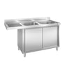 Oppvaskbenk for hetteoppvaskmaskin - 1600x600 mm - med 2 kummer høyre