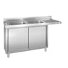 Oppvaskbenk for hetteoppvaskmaskin - 1800x600 mm - med 2 kummer venstre