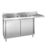 Oppvaskbenk for hetteoppvaskmaskin - 1800x700 mm - med 2 kummer venstre