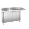 Oppvaskbenk for hetteoppvaskmaskin - 2000x700 mm - med 2 kummer venstre