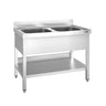 Oppvaskbenk PREMIUM - 1000x600 mm - med underhylle - 2 kummer midtstilt