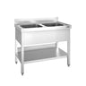 Oppvaskbenk PREMIUM - 1000x700 mm - med underhylle - 2 kummer midtstilt