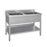 Oppvaskbenk ECO - 1200x700 mm - med underhylle - 2 kummer midtstilt